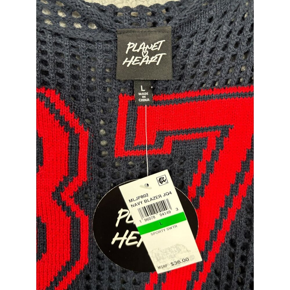 Planet Heart Juniors'  Women's Open-Knit Long-Sleeve Novelty Sweater Large NWT's - Picture 3 of 8